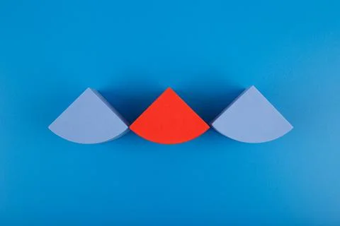 Blue minimal abstract composition with three geometric shapes against blue Stock Illustration
