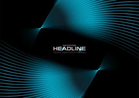 Blue minimal glowing wavy lines abstract futuristic tech background Stockillustratie