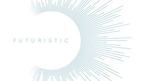 Blue minimal linear rays arranged in a circle abstract tech background 스톡 일러스트