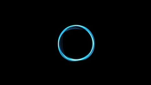 Blue Minimal Neon Circle Loop on Black Background Stock Footage 319566917