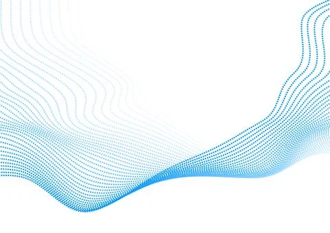 Blue minimal wavy dotted lines abstract futuristic tech background Illustrazione stock