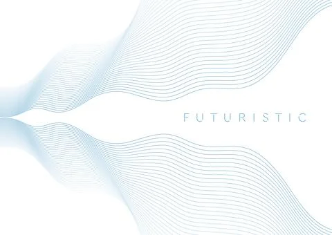 Blue minimal wavy lines abstract futuristic tech background Stock Illustration