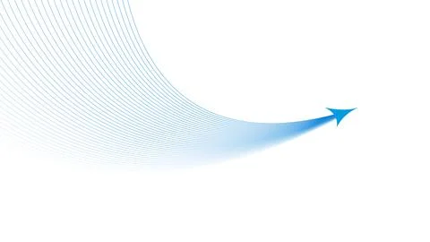Blue minimal wavy lines with arrow abstract futuristic tech background Stock-Illustration