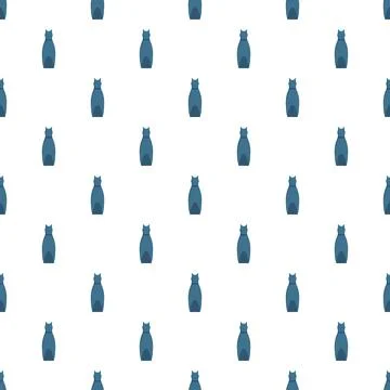 Blue minimalist cat silhouette pattern on white background 库存插图