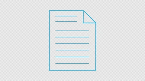 Blue minimalist document icon with text lines on alpha channel transparent .. Stockbeeldmateriaal 336243873