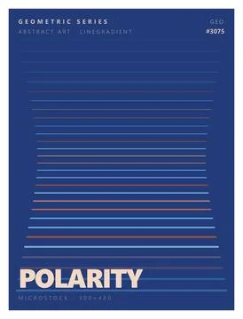 Blue minimalist line gradient abstract poster with geometric symmetry art. Stock Illustration