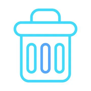Blue Minimalist Trash Can Vector Icon Design Stock-Illustration