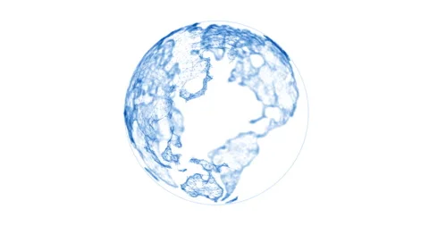Blue minimalistic plexus Planet earth network spinning on white Stock Footage 170142590