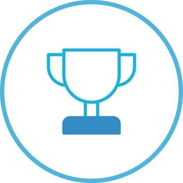 Blue minimalistic trophy icon symbolizing achievement and recognition in a .. Illustrazione stock
