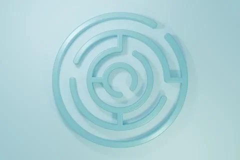 Blue Minotaur maze or labyrinth icon isolated on blue background. Ancient G.. Stock Illustration
