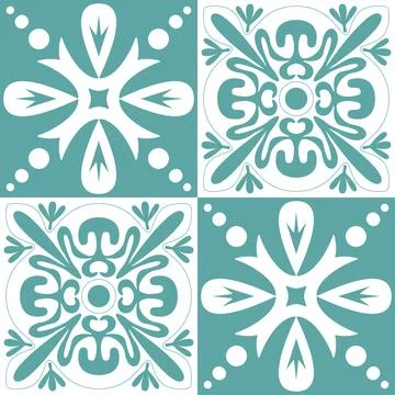 Blue mint Azulejo design for ceramic tile and wall design, traditional spanis 库存插图