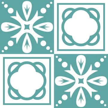 Blue mint Azulejo design for ceramic tile and wall design, traditional spanis Ilustración de archivo