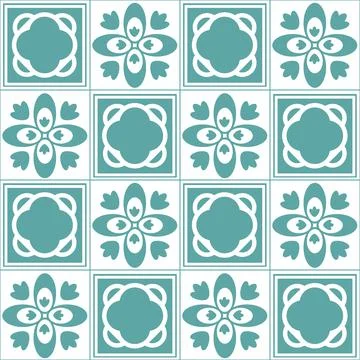 Blue mint Azulejo design for ceramic tile and wall design, traditional spanis 库存插图