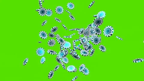 Blue mint casino chips scatter on the green screen. Stock Footage 276765194