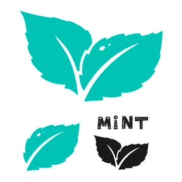 Blue mint leave icon on white. Mint leaves vector logo. Stock Illustration