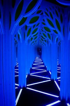 A blue mirror maze Stock Photos