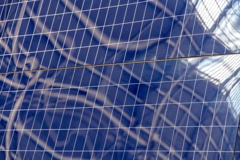 Blue mirror shiny solar panel for eco power generation Stock Photos