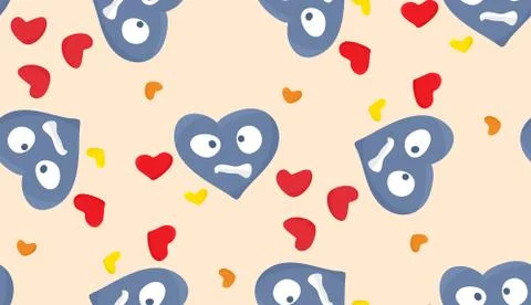 Blue Miserable Heart Pattern Stock Illustration