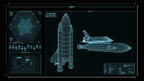 Blue Mission Control Center screen with indicators and launch parameters, 스톡 동영상 140915567