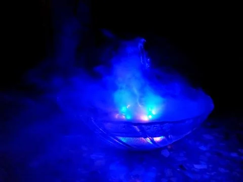 Blue Mist being generated by mist making machine selective focus Stock Photos