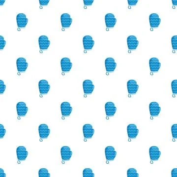Blue mitten seamless pattern for winter apparel backgrounds Stock Illustration