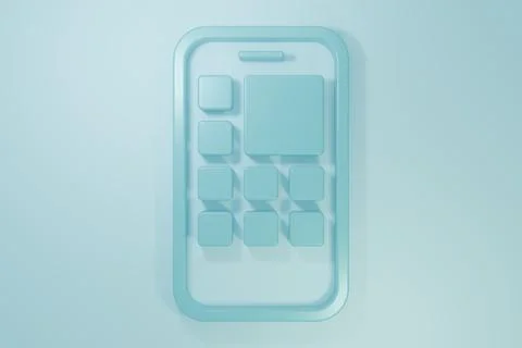Blue Mobile Apps icon isolated on blue background. Smartphone with screen i.. Stock Illustration