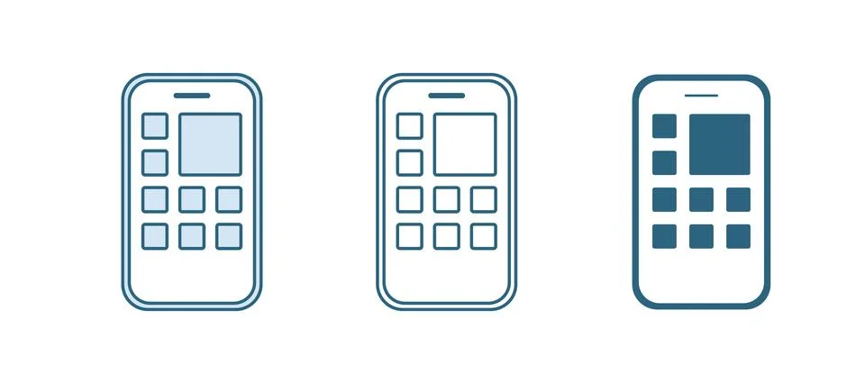 Blue Mobile Apps icon isolated on white background. Smartphone with screen .. 스톡 일러스트