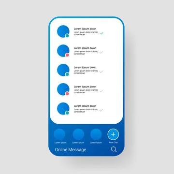 Blue Mobile Chat Application User Interface Social Media Messaging 库存插图