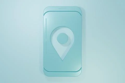 Blue Mobile smart phone with app delivery tracking icon isolated on blue ba.. Stock Illustration