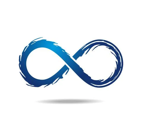 Blue mobius loop reminiscent of horror movies. Disordered infinity symbol, 8 Stock Illustration