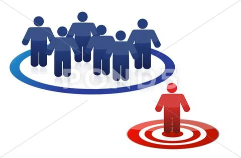 Blue model team and leader in red illustration design Stock Illustration