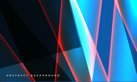 Blue modern abstract background with red lines and geometric shapes. Stock Illustration