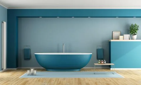 Blue modern bathroom Stock Illustration