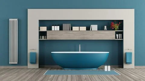 Blue modern bathroom Illustrazione stock