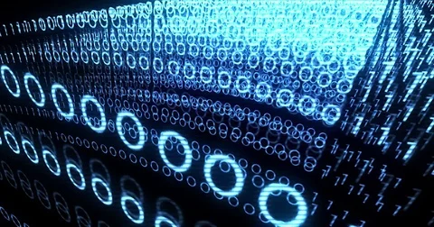 Blue modern cinematic binary code in digital cyber space wave Stock Footage 80439002