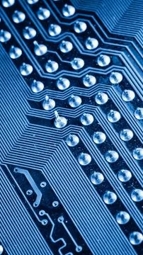 Blue Modern Circuit Board Background Banner. Texture Stock Photos