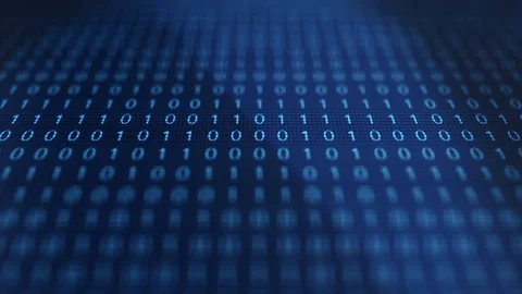 Blue modern futuristic Computer Binary Code software - Slant Angle Stock Footage 70359559
