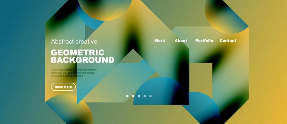 Blue modern geometric forms web page template, panoramic vector background Stock Illustration