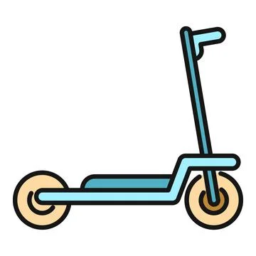 Blue modern kick scooter flat line icon Stock-Illustration