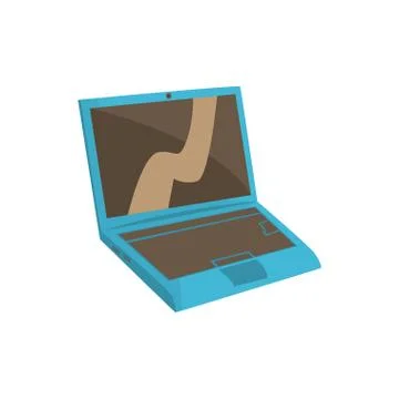 Blue modern laptop cartoon vector Illustration Stock Illustration
