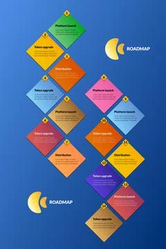 Blue modular vertical geometric roadmap with colorful rhombuses. Timeline Stock Illustration