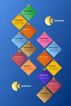 Blue modular vertical geometric roadmap with colorful rhombuses. Timeline ... Stock Photos