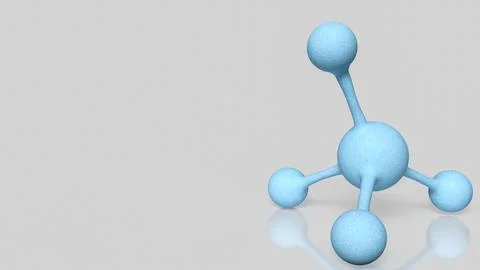 Blue Molecular Structure Model on Minimal White Background 3d render. Stock Illustration
