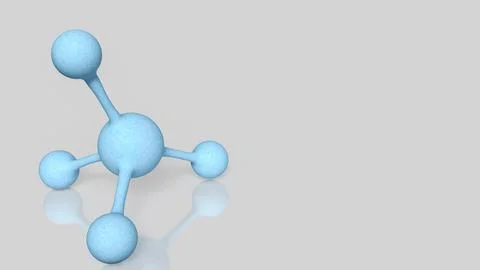 Blue Molecular Structure Model on Minimal White Background 3d render. Stock Illustration