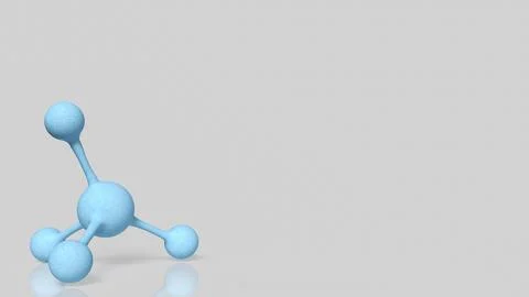Blue Molecular Structure Model on Minimal White Background 3d render. Stock Illustration