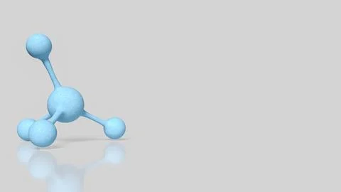 Blue Molecular Structure Model on Minimal White Background 3d render. Stock Illustration