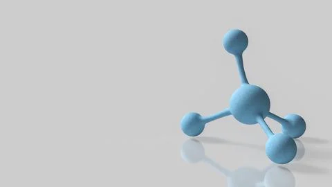 Blue Molecular Structure Model on Minimal White Background 3d render. Stock Illustration