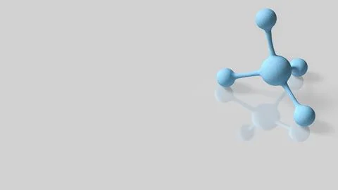 Blue Molecular Structure Model on Minimal White Background 3d render. Stock Illustration