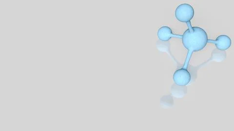 Blue Molecular Structure Model on Minimal White Background 3d render. Stock Illustration