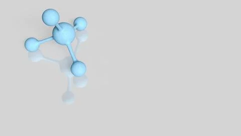 Blue Molecular Structure Model on Minimal White Background 3d render. Stock Illustration